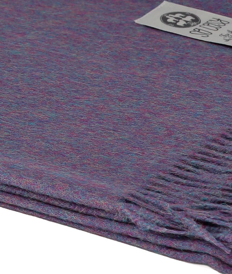 Close Up Woven Purple Baby Alpaca soft blanket designed in the UK by So Cosy Dark Raspberry Melange