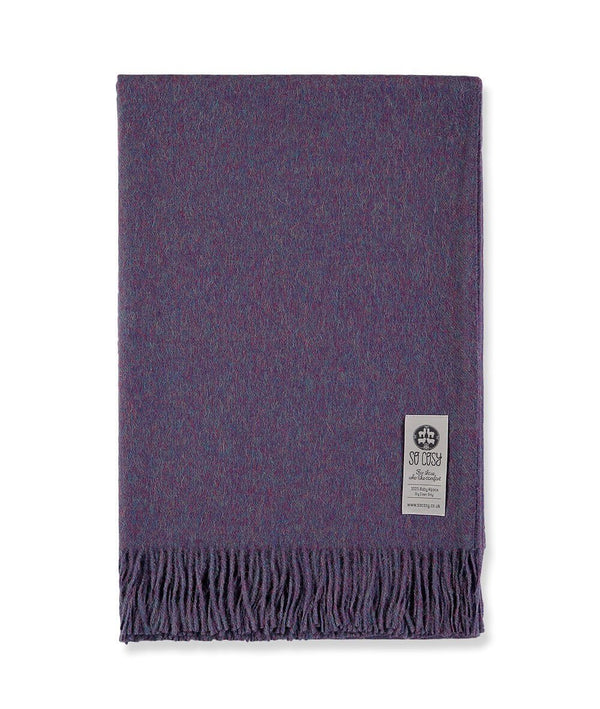 Woven Purple Baby Alpaca soft blanket designed in the UK by So Cosy Dark Raspberry Melange