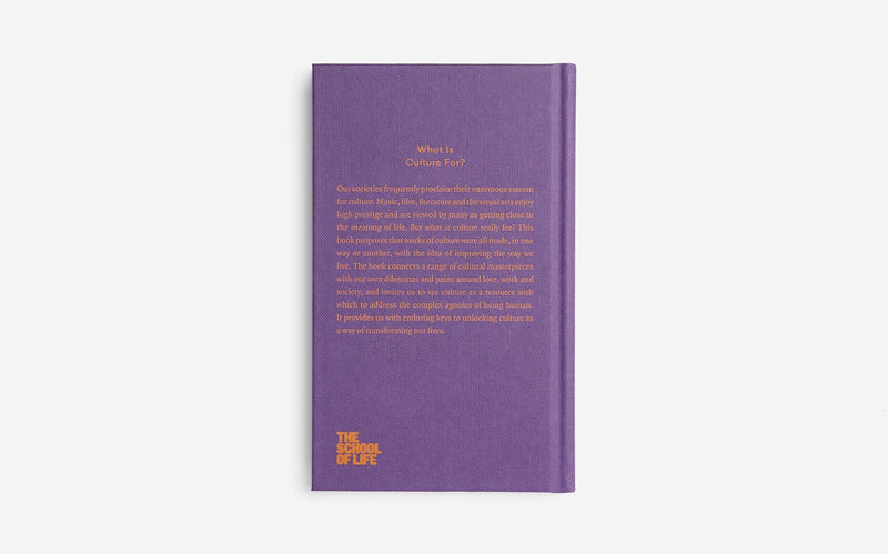Back cover of What is culture for? A book by The School of Life that uses culture as a way of navigate life