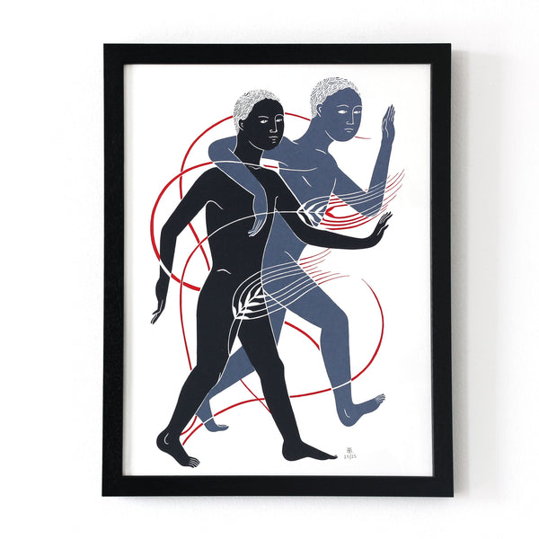 Framed limited edition adam and adam screen print by Tom Berry
