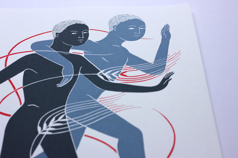 Close up of limited edition adam and adam screen print by Tom Berry