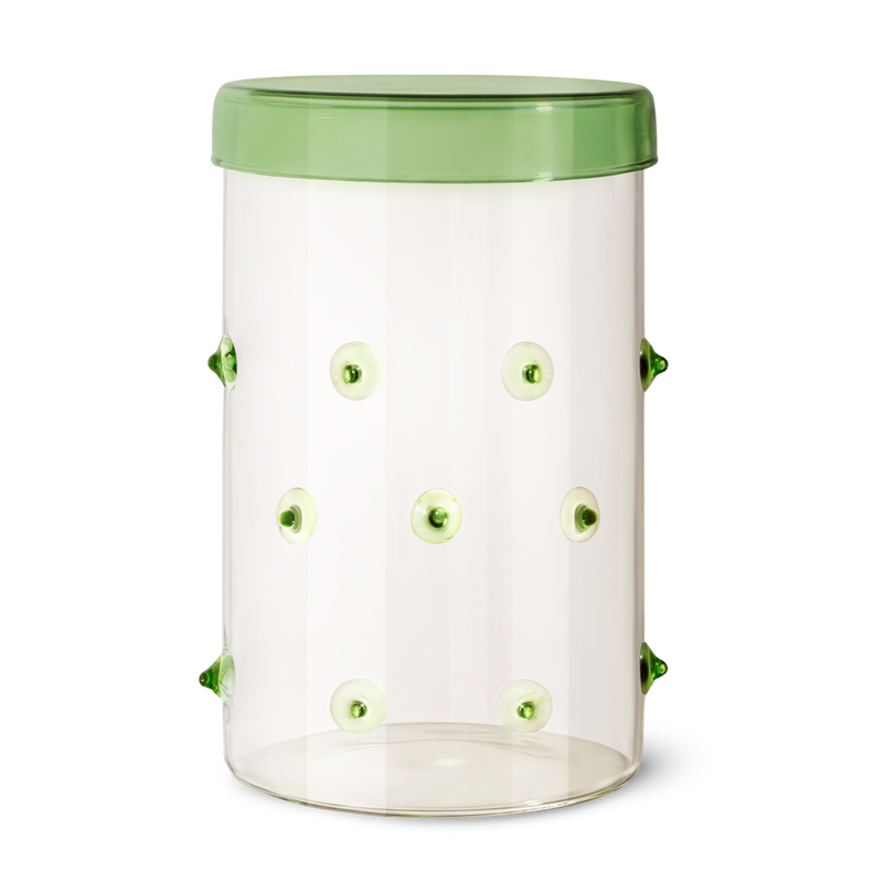 Handmade cylindrical glass vase or container by design studio Octaevo inspired by the agave plant