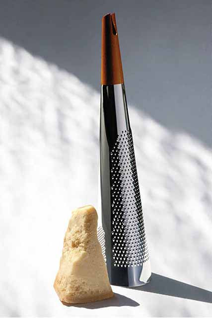 Alessi Todo Parmigiano Cheese Grater in Wood and Stainless Steel designed by Richard Sapper for Alessi