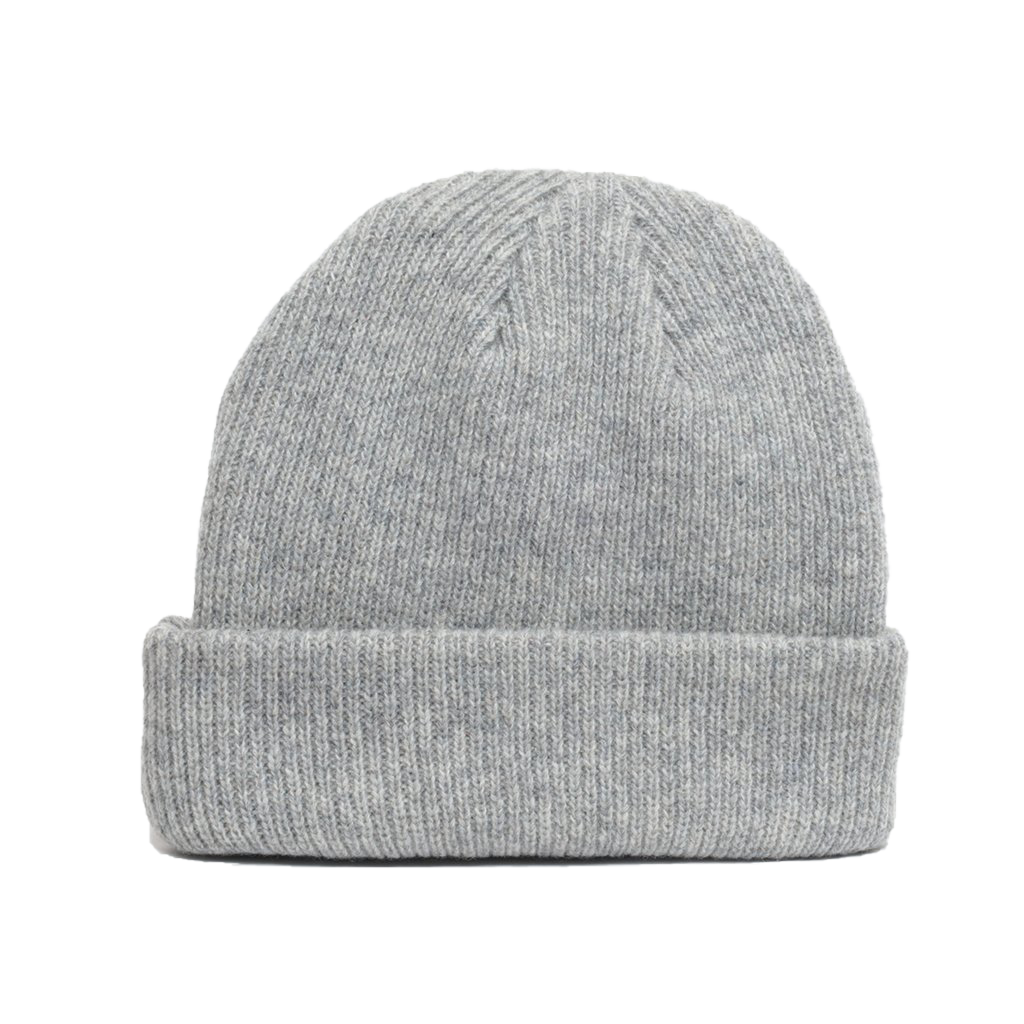 details of one sized natural merino wool beanie in light grey