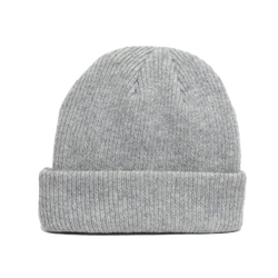details of one sized natural merino wool beanie in light grey