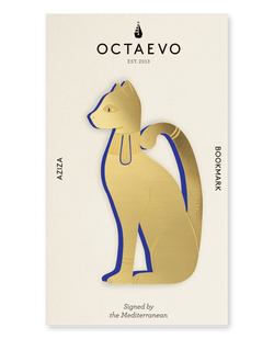 Picture of a finely-cut metal gold cat bookmark by Octaevo available at cuemars.com
