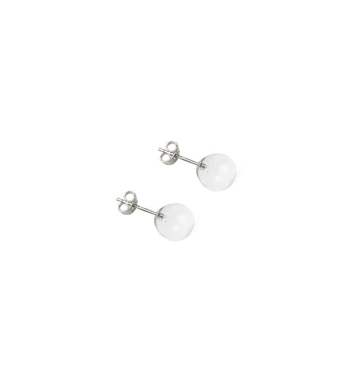 SPHERE CRYSTAL ROCK STUD EARRINGS with STERLING SILVER 