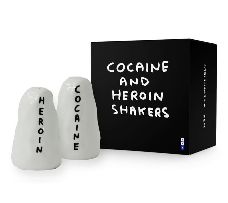 Salt and Pepper 'Heroin and Cocaine' Shakers by David Shrigley x Third Drawer Down