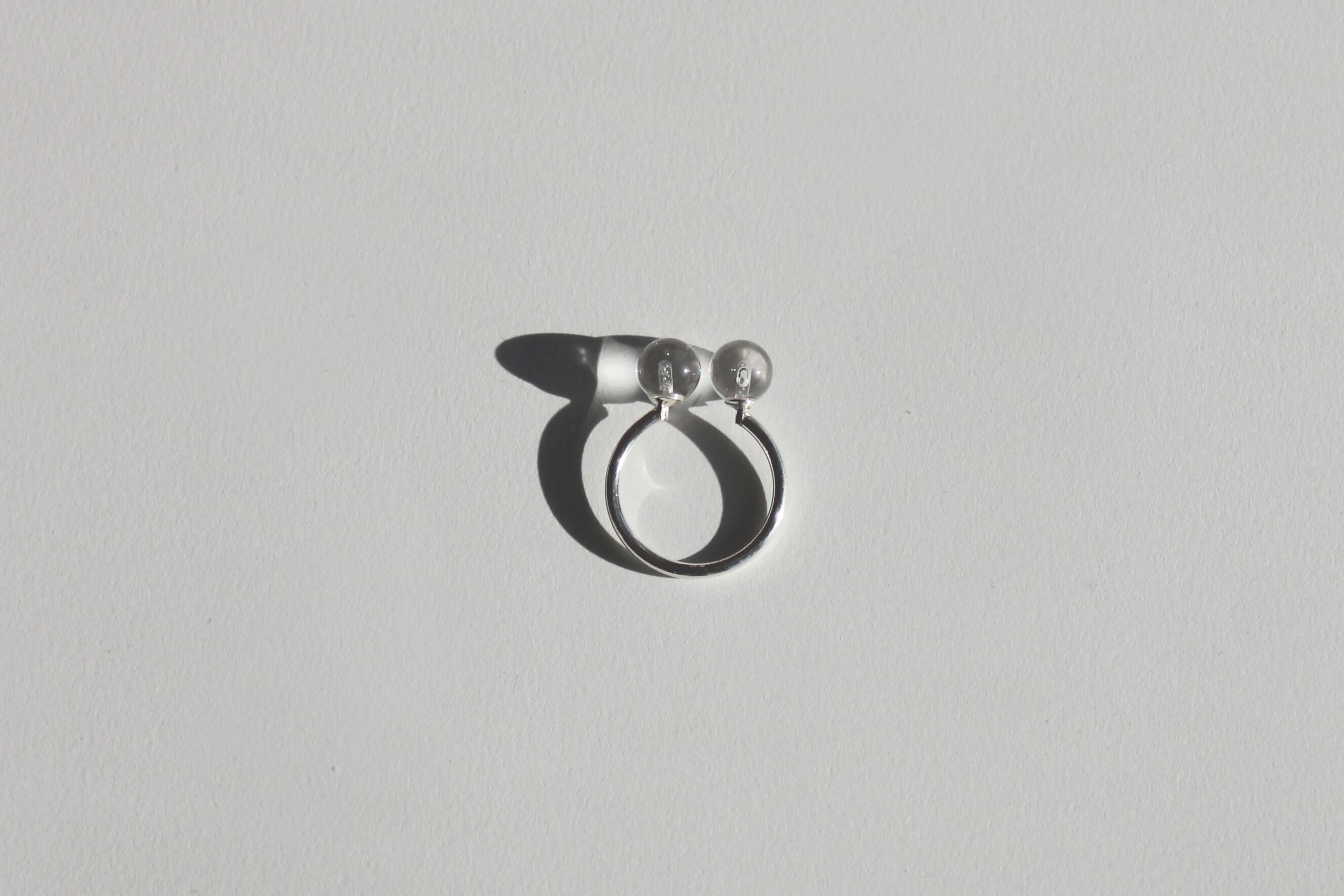 product picture of deborah tseng double sphere ring in rock crystal and silver for cuemars