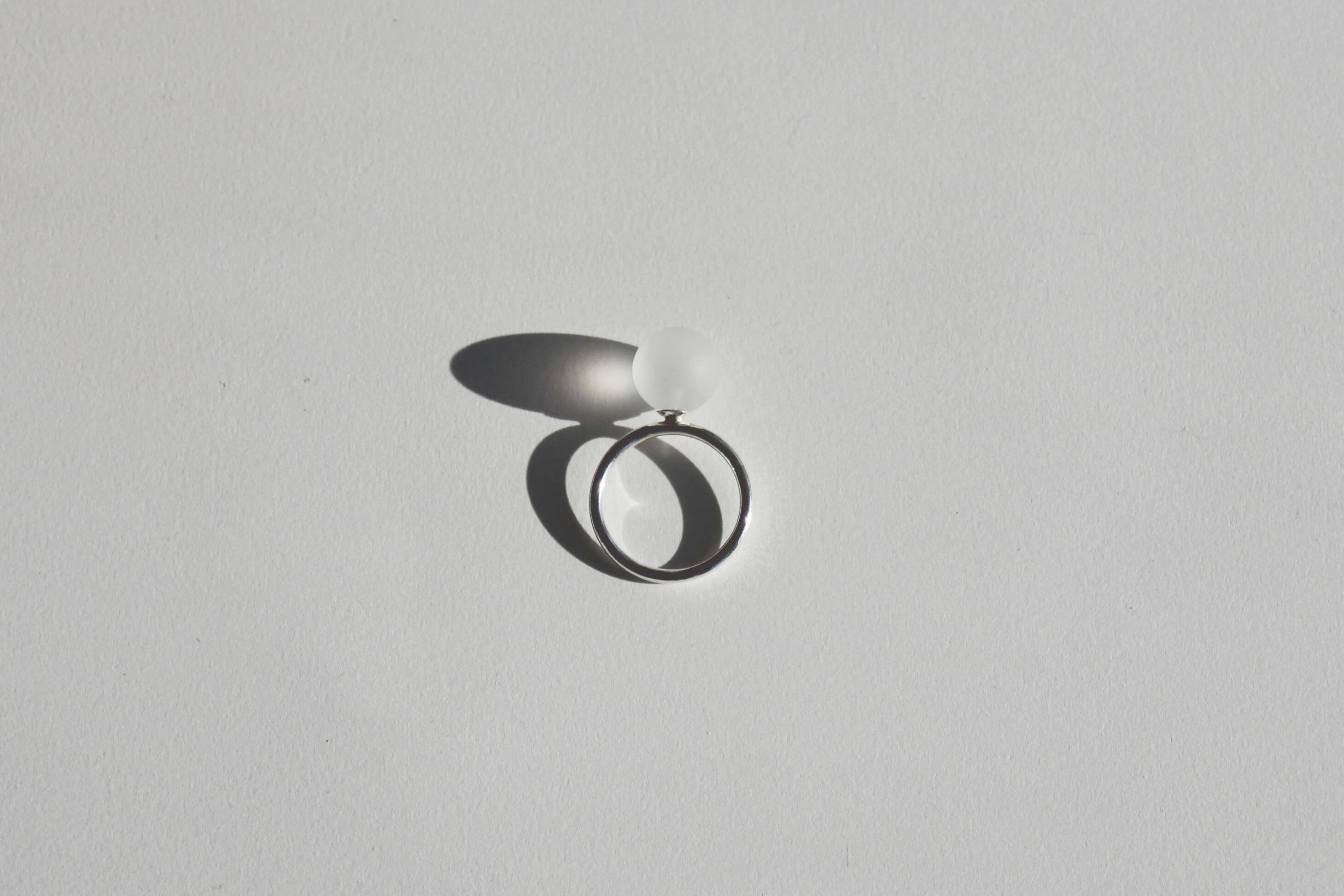 Chunky crystal rock sphere handmade ring in sterling silver
