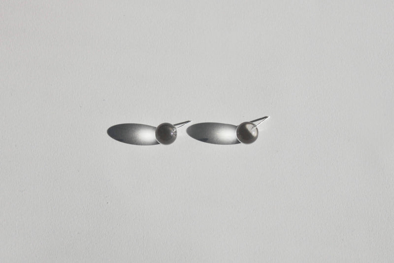 Handmade clear rock crystal and sterling silver statement earring studs