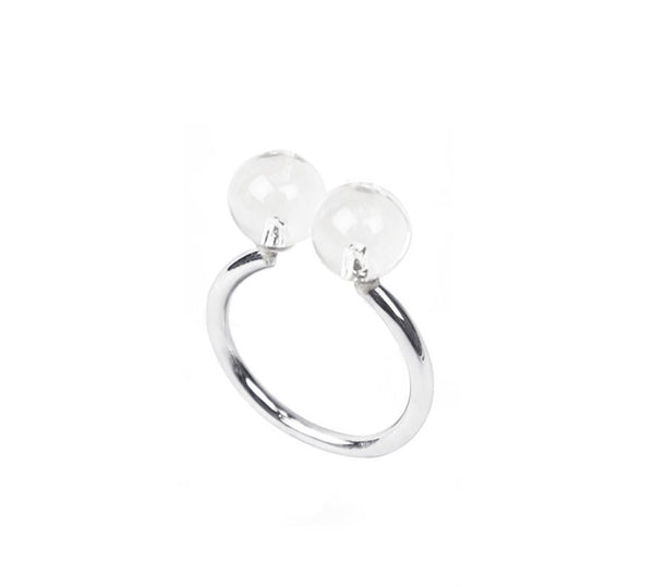 product picture of deborah tseng double sphere ring in rock crystal and silver for cuemars