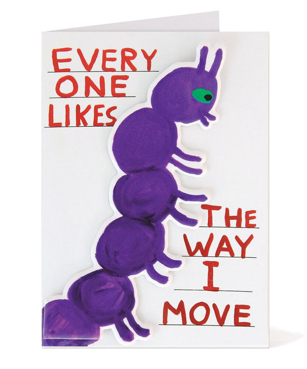Greeting Card by David Shrigley with removable foam caterpillar sticker