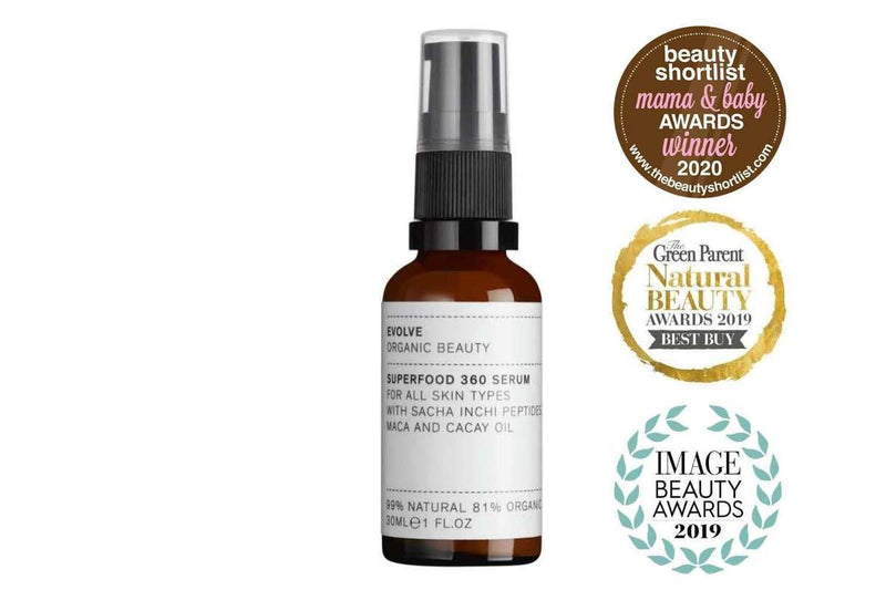 Product Picture of Evolve Organic Beauty's Award Winning Superfood 360 Face Serum available now at cuemars.com