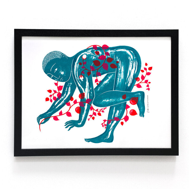 Framed Screen print Garden Man 2 limited edition by Tom Berry