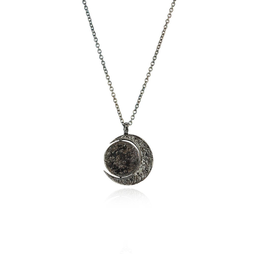 Momocreatura Crescent Moon and Sun Necklace Gold & OxidisedSilver