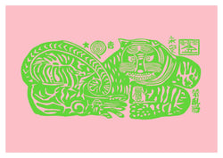 Neon green asian tiger print by Goodbond, available at cuemars.com