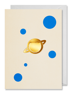 Metallic planet greeting card with planet bookmark by Octaevo, available now at cuemars.com
