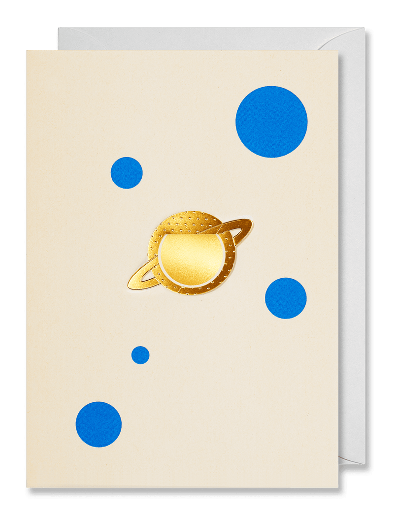Metallic planet greeting card with planet bookmark by Octaevo, available now at cuemars.com
