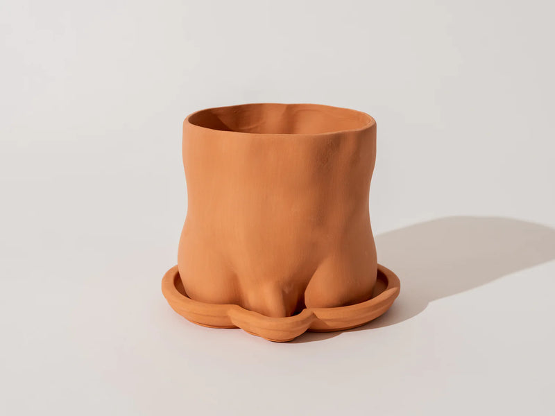 Handmade Plant Pot Male Nude Bottom - Terracotta