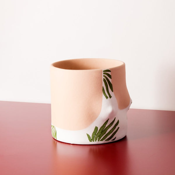 Details of Tropical leaves top handmade ceramic plant pot designed by Group Partner