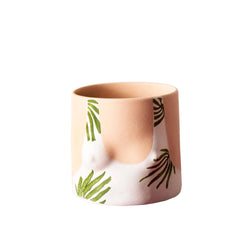 Tropical leaves top handmade ceramic plant pot designed by Group Partner