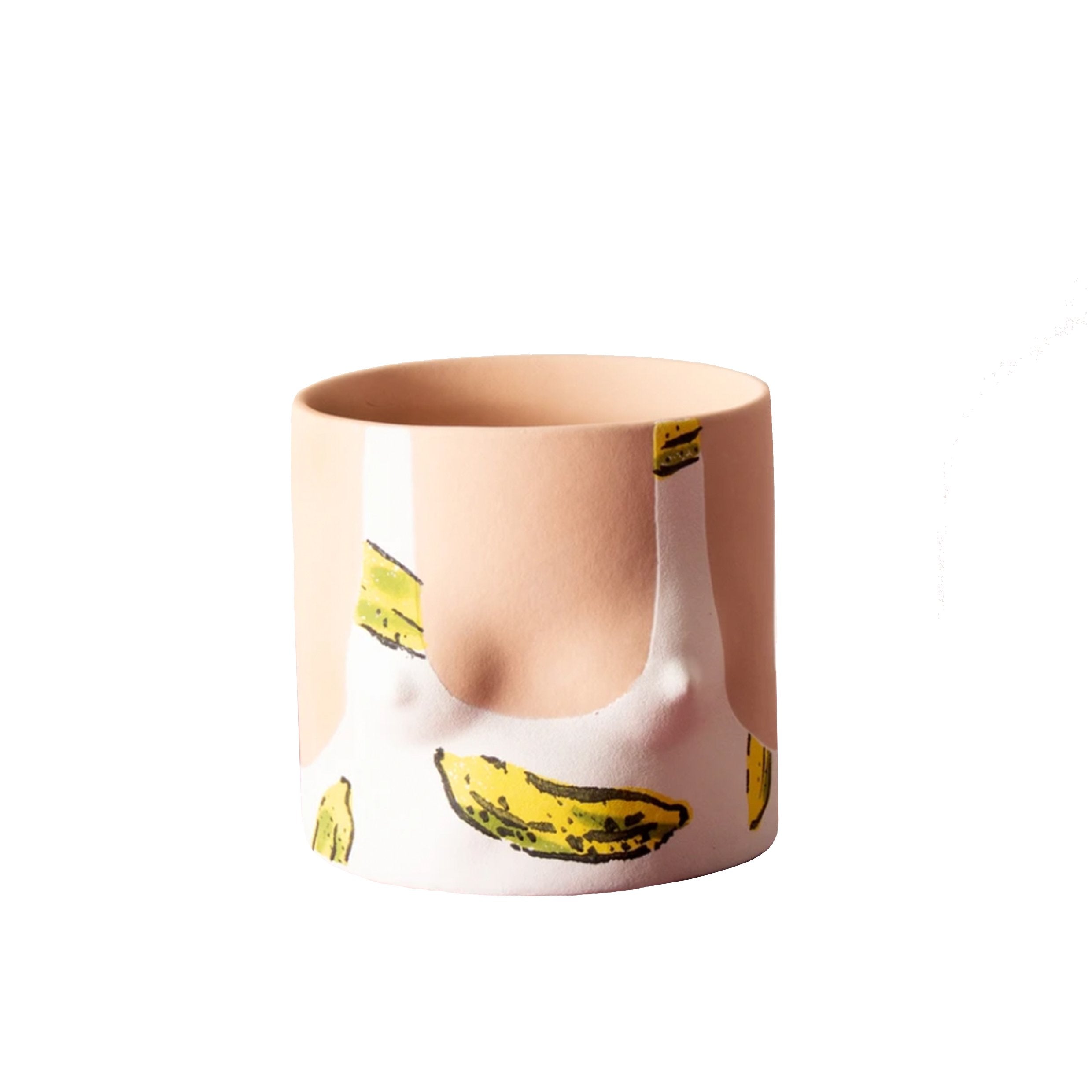 Banana Leaves Handmade light tone ceramic plant pot by Group Partner 
