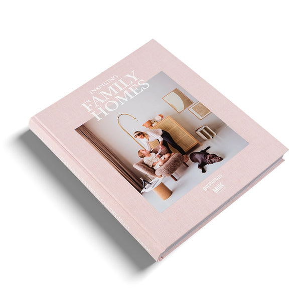 Inspiring Family Homes Pink cover interior design book portraying family friendly designs, by Gestalten. Available at cuemars.com