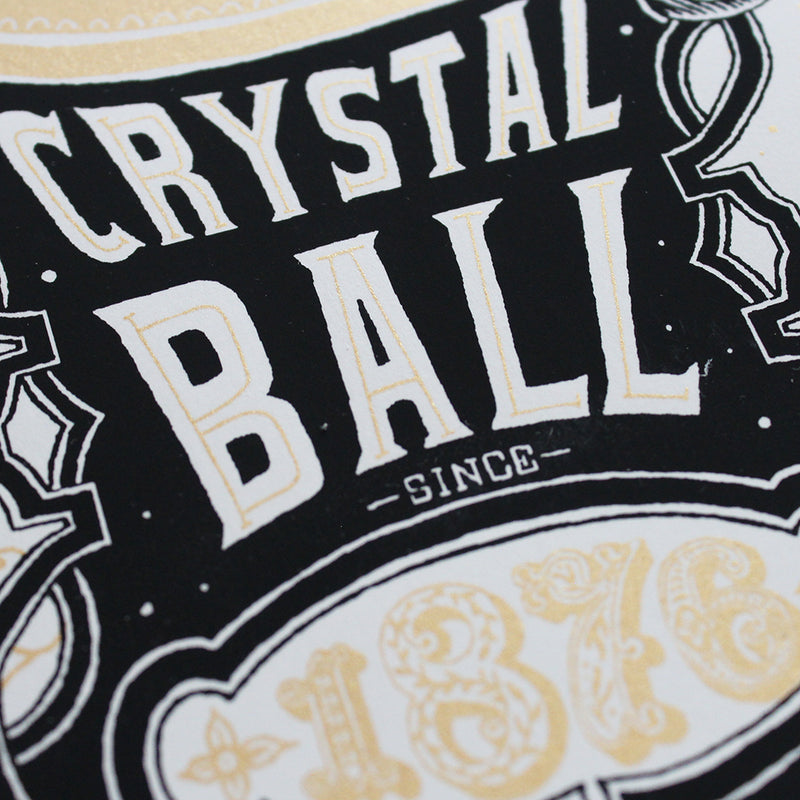 Close up of Hand screen printed Jacqueline Colley Fortune told Futures Unfold limited edition illustration