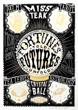 Hand screen printed Jacqueline Colley Fortune told Futures Unfold limited edition illustration