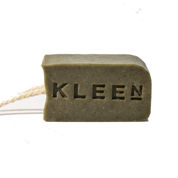 Tea Tree oil exfoliating soap on a cotton rope by natural skincare brand Kleen soaps for oily skin