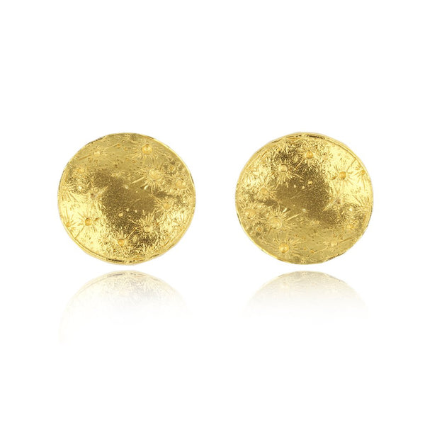 22ct gold plated Silver Full Moon earrings by Momocreatura
