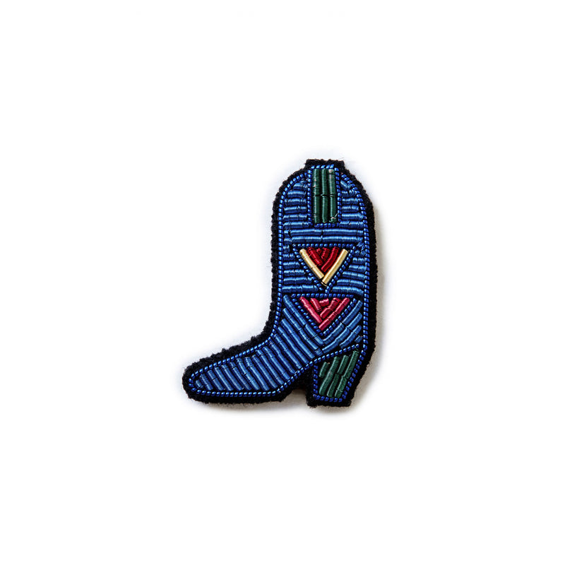 maconetlesquoy-blue-santiag-boot-handmade-brooch-cuemars