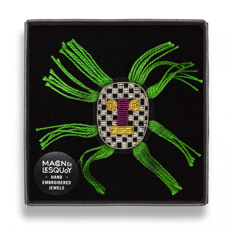 maconetlesquoy-hairy-mask-handmade-brooch-cuemars
