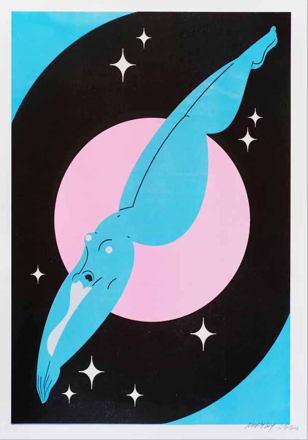 illustration of sculptural body of a woman in blue skinny dipping by Parisian artist Marylou Faure. Available at www.cuemars.com