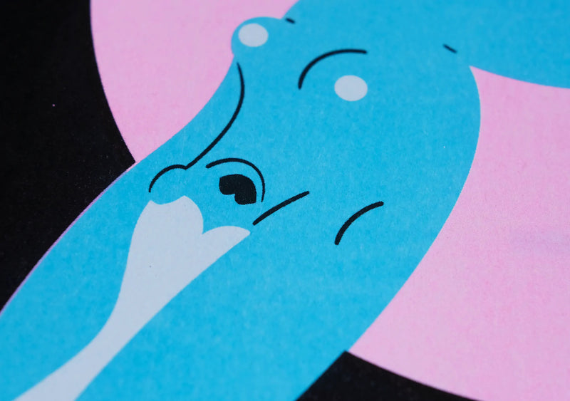 Close up of illustration of sculptural body of a woman in blue skinny dipping by Parisian artist Marylou Faure. Available at www.cuemars.com