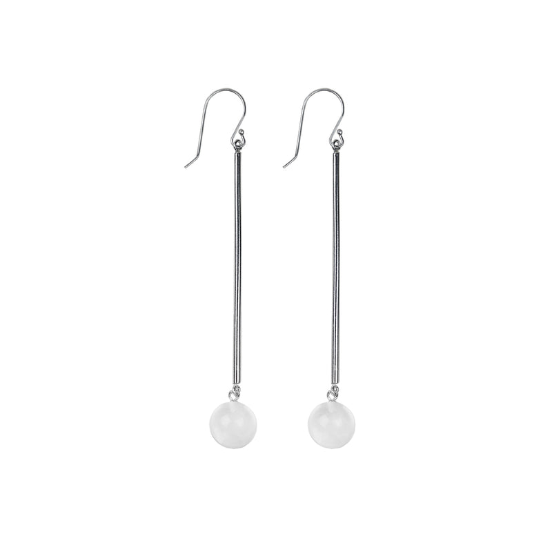 handmade sterling silver and rock crystal pendant earrings