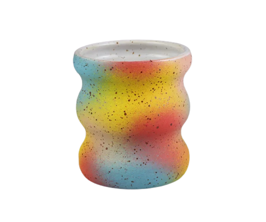Wavy coffee cups without handles with pastel colour clouds. Designed and handmade by Minx Factory and sold at cuemars.com