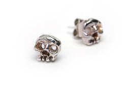handmade phantom skull ear studs made in solid sterling silver