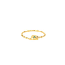 Gold vermeil Handmade Snake ring with Ruby eyes by Momocreatura