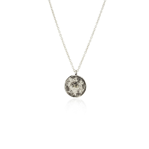 Momocreatura Disc Moon Necklace Oxidised Silver