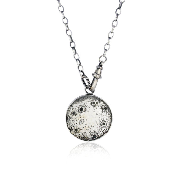 Reversible Large Sun/Moon Necklace Oxidised Silver