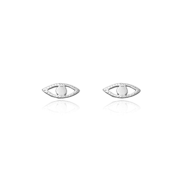 two silver eye studs handmade by momocreatura, jewellery maker in London