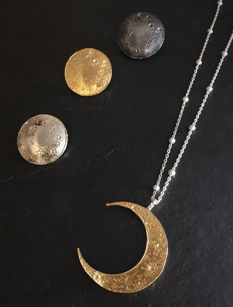 large handmade moon necklace by london based designer momocreatura