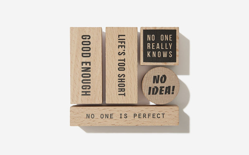 Details of the 5 Motivational stamps to help brighten up your stationary or your life by The School of Life
