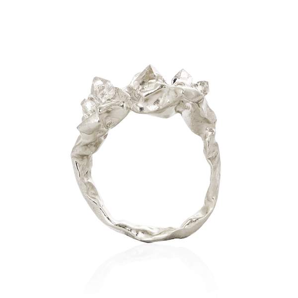 Silver and Herkimer diamond quartz Elegant Ring by Niza Huang from the Crush collection available at cuemars.com