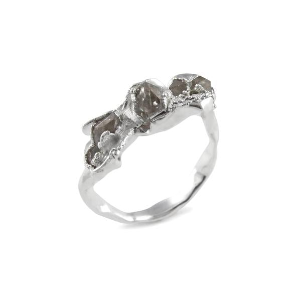 Silver and Herkimer diamond quartz Elegant Ring by Niza Huang from the Crush collection available at cuemars.com