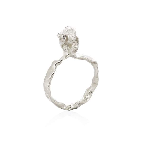 Silver and Herkimer diamond quartz One Stone Ring by Niza Huang from the Crush collection available at cuemars.com