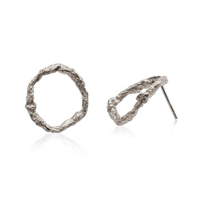 Niza Huang handcrafted Geometric Circle earrings in Solid Sterling Silver