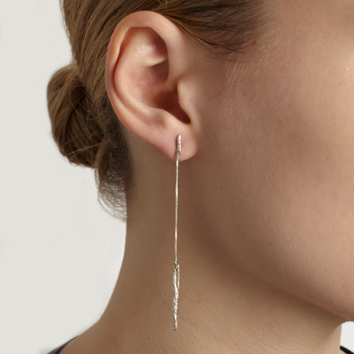 Handcrafted Silver Pendant earrings by designer and maker Niza Huang available at cuemars.com